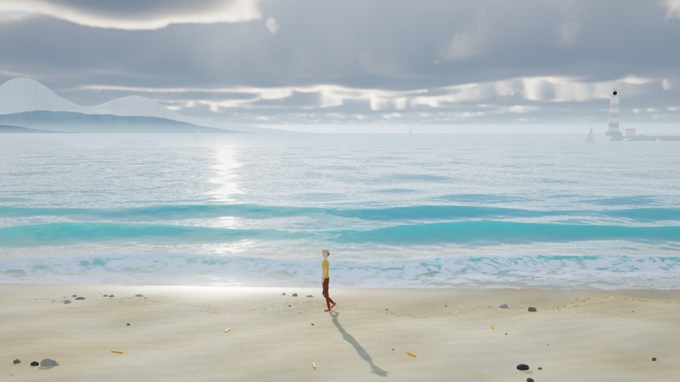 云影掠过时的海边
